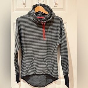 Mondetta Black and Gray Striped Cowl Neck Sweater